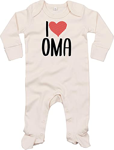 Kleckerliese Baby Body Schlafanzug Strampler Langarm Junge Mädchen I Love Oma, Natural 6-12 Monate von Kleckerliese