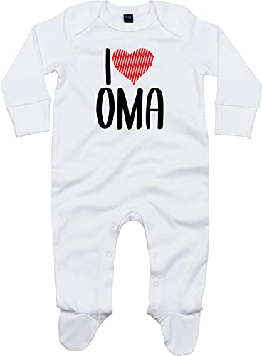 Kleckerliese Baby Body Schlafanzug Strampler Langarm Junge Mädchen I Love Oma, White 6-12 Monate von Kleckerliese