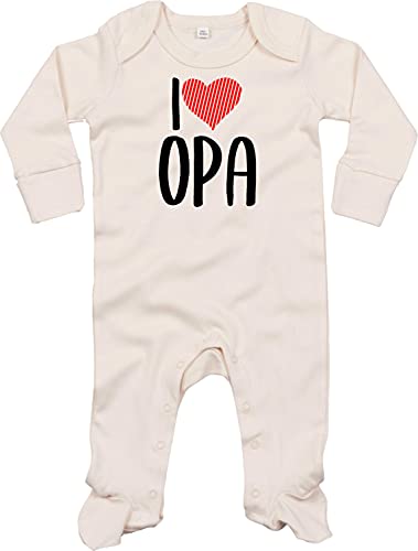 Kleckerliese Baby Body Schlafanzug Strampler Langarm Junge Mädchen I Love Opa, Natural 0-3 Monate von Kleckerliese