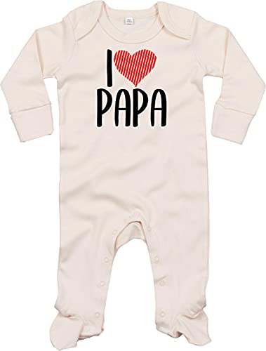 Kleckerliese Baby Body Schlafanzug Strampler Langarm Junge Mädchen I Love Papa, Natural 0-3 Monate von Kleckerliese