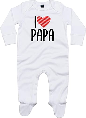 Kleckerliese Baby Body Schlafanzug Strampler Langarm Junge Mädchen I Love Papa, White 0-3 Monate von Kleckerliese
