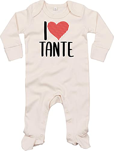 Kleckerliese Baby Body Schlafanzug Strampler Langarm Junge Mädchen I Love Tante, Natural 3-6 Monate von Kleckerliese