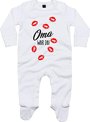 Kleckerliese Baby Body Schlafanzug Strampler Langarm Junge Mädchen Oma war da Küsse Küsschen Kuss, White 0-3 Monate von Kleckerliese