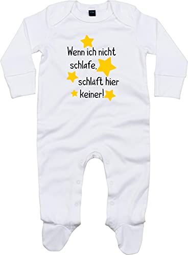 Kleckerliese Baby Body Schlafanzug Strampler Langarm Junge Mädchen Wenn ich Nicht schlafe schläft Hier keiner!, White 0-3 Monate von Kleckerliese