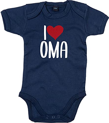 Kleckerliese Baby Body Junge Mädchen Kurzarm mit Motiv I Love Oma, NauticalNavy, 0-3 Mon von Kleckerliese