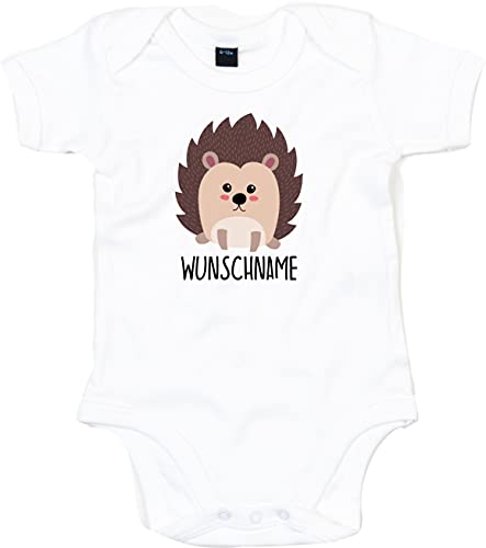 Kleckerliese Baby Body Junge Mädchen Kurzarm mit Motiv Tiere Igel Wunschname Name Wunschtext, White, 3-6 Mon von Kleckerliese