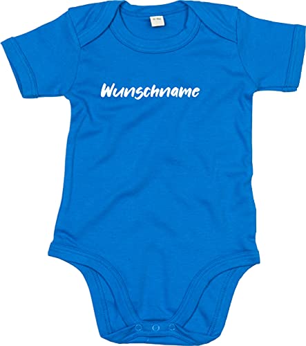 Kleckerliese Baby Body Junge Mädchen Kurzarm mit Motiv Wunschname Name Wunschtext Name Wunschtext, CobaltBlue, 3-6 Mon von Kleckerliese