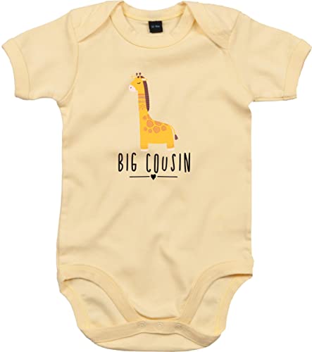 Kleckerliese Baby Body Sprüche Jungen Mädchen Motiv Tiere Giraffe Indianer Tiermotiv Big Cousin Kurzarm, SoftYellow, 12-18 Mon von Kleckerliese