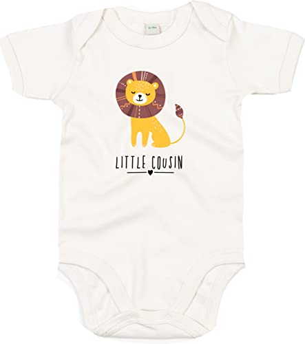 Kleckerliese Baby Body Sprüche Jungen Mädchen Motiv Tiere Löwe Indianer Tiermotiv Little Cousin Kurzarm, OrganicNatural, 0-3 Mon von Kleckerliese