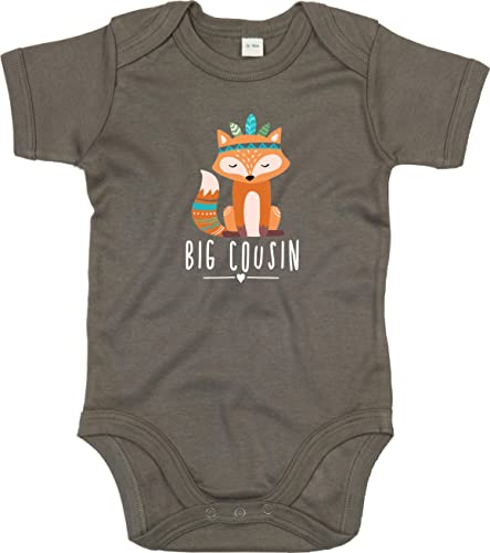 Kleckerliese Baby Body Sprüche Jungen Mädchen Motiv Tiere Fuchs Indianer Tiermotiv Big Cousin Kurzarm, CamouflageGreen, 6-12 Mon von Kleckerliese