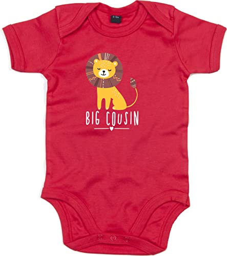 Kleckerliese Baby Body Sprüche Jungen Mädchen Motiv Tiere Löwe Indianer Tiermotiv Big Cousin Kurzarm, Red, 12-18 Mon von Kleckerliese