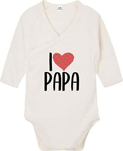 Kleckerliese Baby Body Wickelbody Junge Mädchen Langarm I Love Papa, Natural, 0-3 Monate von Kleckerliese