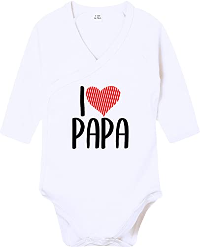 Kleckerliese Baby Body Wickelbody Junge Mädchen Langarm I Love Papa, White, 0-3 Monate von Kleckerliese