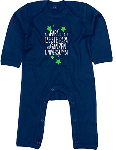 Kleckerliese Baby Body Strampler Schlafanzug Overall Junge Mädchen Mein Papa ist der beste Papa des ganzen Universums!, NauticalNavy, 3-6 Monate von Kleckerliese