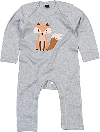 Kleckerliese Baby Body Strampler Schlafanzug Overall Junge Mädchen Tiere Fuchs, HeatherGreyMelange, 3-6 Monate von Kleckerliese