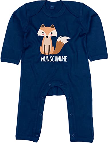 Kleckerliese Baby Body Einteiler Langarm Sprüche Junge Mädchen Tiere Fuchs Wunschname personalisiert, NauticalNavy, 6-12 Monate von Kleckerliese