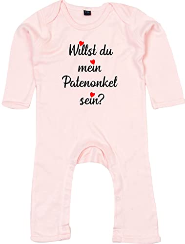 Kleckerliese Baby Body Einteiler Langarm Sprüche Junge Mädchen Willst du mein Patenonkel sein?, PowderPink, 3-6 Monate von Kleckerliese