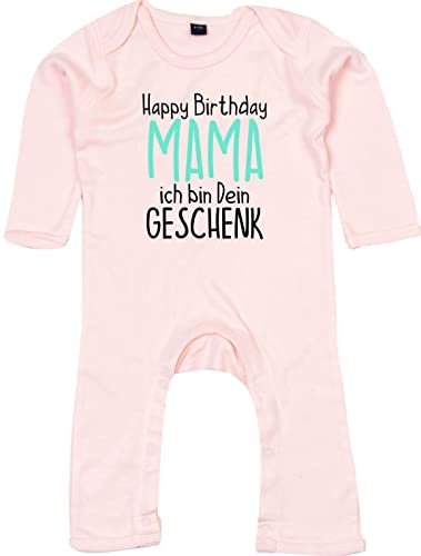 Kleckerliese Baby Body Strampler Schlafanzug Overall Junge Mädchen Happy Birthday MAMA ich bin dein Geschenk, PowderPink, 3-6 Monate von Kleckerliese