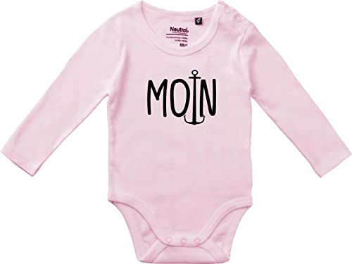 Kleckerliese Baby Body Vintage Sprüche Junge Mädchen Langarm Motiv Moin Anker, LightPink,68 von Kleckerliese