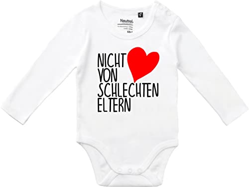 Kleckerliese Baby Body Vintage Sprüche Junge Mädchen Langarm Motiv Nicht von schlechten Eltern, White,68 von Kleckerliese