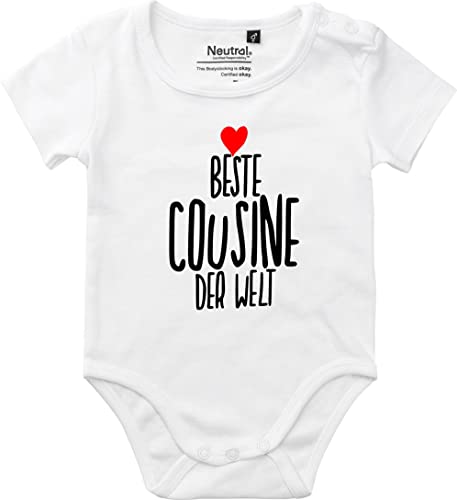 Kleckerliese Baby Body Vintage Jungen Mädchen Kurzarm mit Motiv Beste Cousine der Welt, White,62 von Kleckerliese