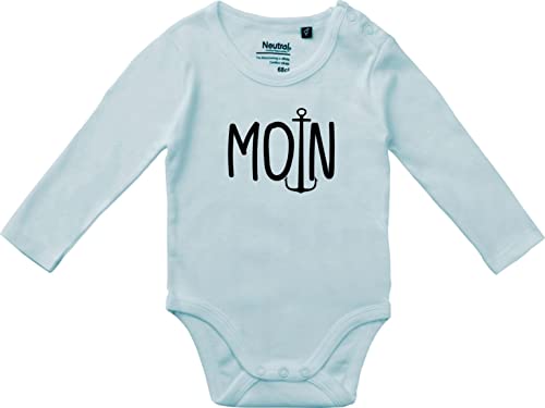 Kleckerliese Baby Body Vintage Sprüche Junge Mädchen Langarm Motiv Moin Anker, LightBlue,62 von Kleckerliese