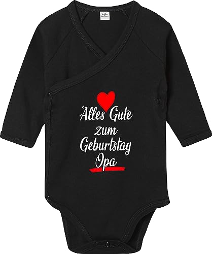 Kleckerliese Baby Body Wickelbody Junge Mädchen Langarm Alles Gute zum Geburtstag Opa, Black, 0-3 Monate von Kleckerliese