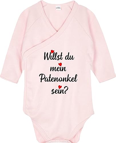 Kleckerliese Baby Body Wickelbody Jungen Mädchen Langarm Willst du mein Patenonkel sein?, PowderPink, 0-3 Monate von Kleckerliese