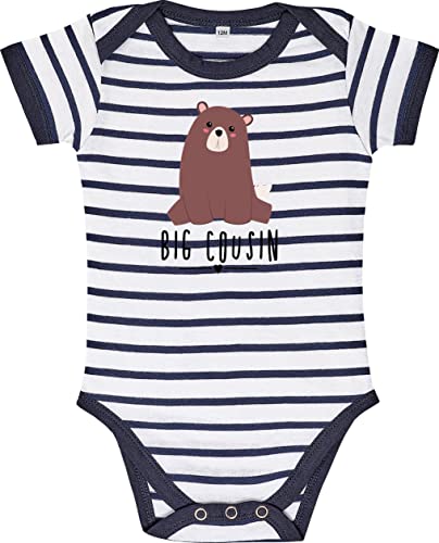 Kleckerliese Baby Body gestreift Motiv Big Cousin Tiermotiv Bär Sprüche Jungen Mädchen Kurzarm, NavyWhite, 3-6 Monate von Kleckerliese