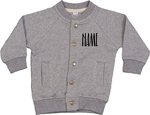 Kleckerliese Baby Jacke Kinderjacke Collegejacke Jungen Mädchen Sweatjacke mit Motiv Wunschname Name Wunschtext, HeatherGrey 6-12 Monate von Kleckerliese