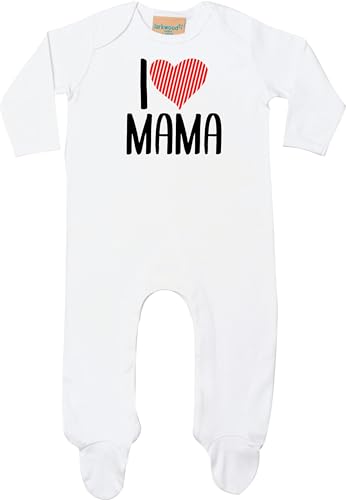 Kleckerliese Baby Kinder Schlafanzug Strampler Langarm Einteiler Motiv I Love Mama, White, 6-12 Monate von Kleckerliese