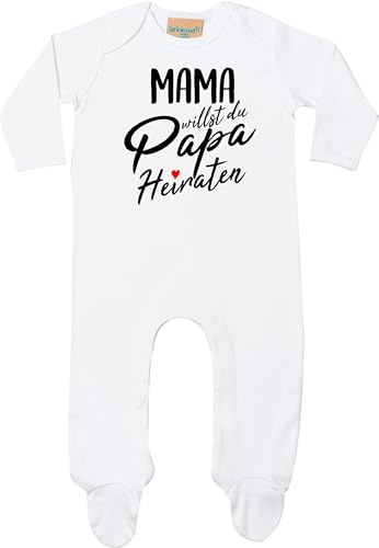 Kleckerliese Baby Kinder Schlafanzug Strampler Langarm Einteiler Motiv Mama willst du Papa Heiraten, White, 0-3 Monate von Kleckerliese