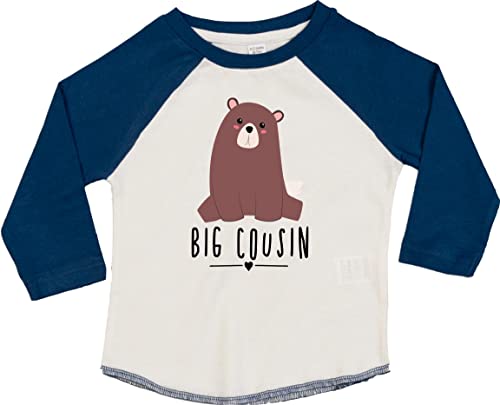 Kleckerliese Baby Kinder T-Shirt Motiv Big Cousin Tiermotiv Bär Langarm Raglan, WhiteNavy, 12-18 Monate von Kleckerliese