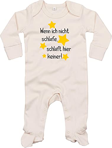 Kleckerliese Baby Body Schlafanzug Strampler Langarm Junge Mädchen Wenn ich Nicht schlafe schläft Hier keiner!, Natural 6-12 Monate von Kleckerliese