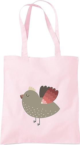 Kleckerliese Kinder Stoffbeutel Schule Kindergarten Tasche Beutel mit Motiv Tiere Vogel Spatz, pastellrosa von Kleckerliese