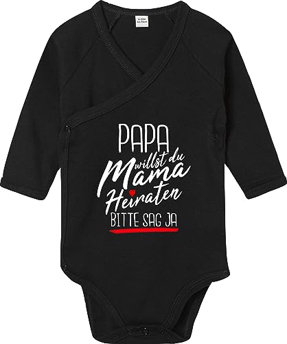 Kleckerliese Wickelbody Langarm Papa willst du Mama Heiraten Papa Bitte sag ja! Baby Body Junge Mädchen, Black, 3-6 Monate von Kleckerliese