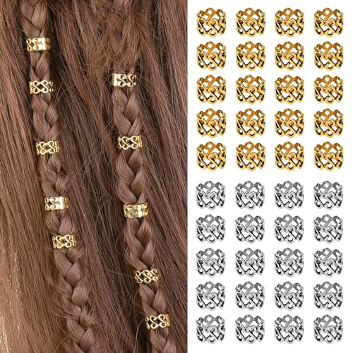 Kleemeiero 40pcs Dreadlocks Perlen Silber Gold Rastazöpfe Schmuck Verstellbar Metall Cuffs Dreadlocks Manschetten Haarschmuck Haarspiralen Clips Flechthaar Schmuck für Frauen Männer Zöpfe Dekoration Kleemeiero 40pcs Dreadlocks Perlen Silber Gold Rastazöpfe Schmuck Verstellbar Metall Cuffs Dreadlocks Manschetten Haarschmuck Haarspiralen Clips Flechthaar Schmuck für Frauen Männer Zöpfe Dekoration von Kleemeiero