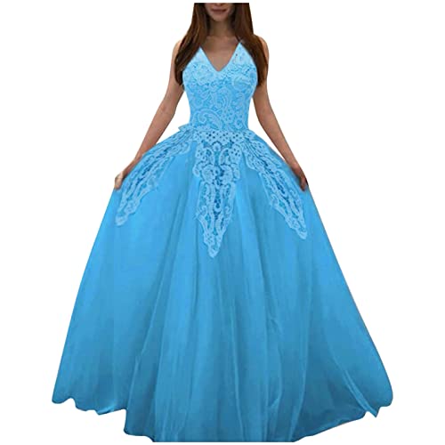 Dasongff Damen Spitze Tüll Abendkleid Lang Ballkleid Hochzeit Brautjungfernkleid Elegant Cocktailkleid Multi-Way Maxikleid Lang Chiffon Party Kleid Prinzessin Tüllrock S-XXXXXL von Kleider Damen Dasongff