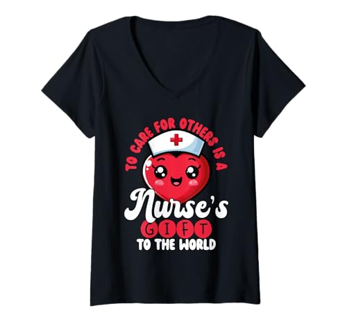 Damen Niedliches Krankenschwestern dankeschön T-Shirt mit V-Ausschnitt von Kleider Für Pflegekräfte Im Gesundheitswesen
