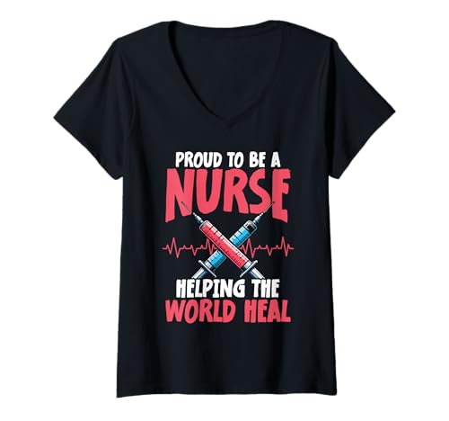 Damen Stolz, Eine Krankenschwester Zu Sein, Die Der Welt Beim T-Shirt mit V-Ausschnitt von Kleider Für Pflegekräfte Im Gesundheitswesen