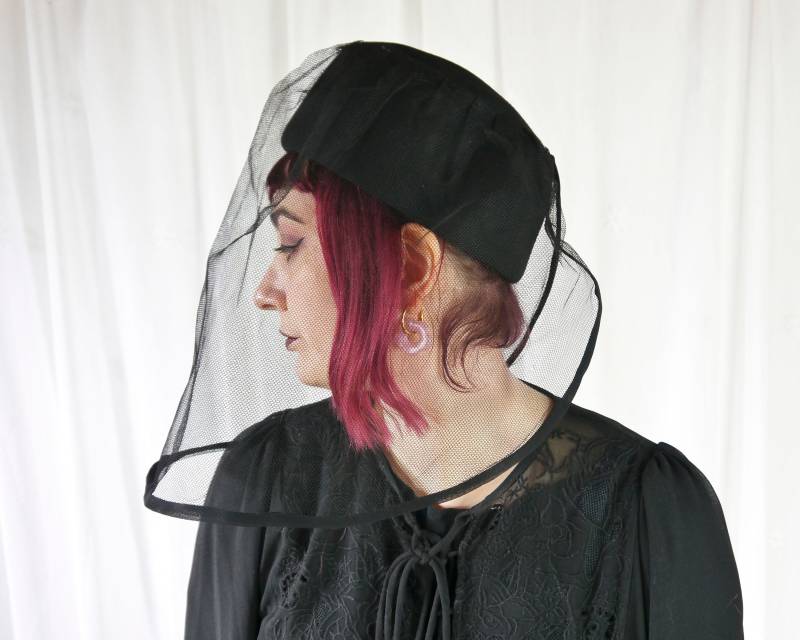 Vintage 50Er 60Er 70Er Schwarze Trauerkappe Mit Netz von KleiderKatzeVintage