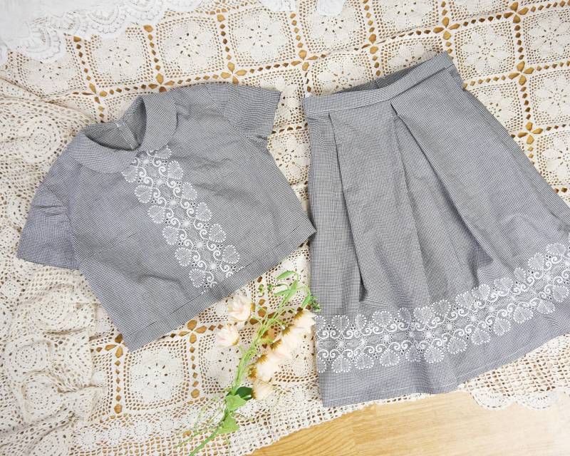 Vintage 60Er Vollendeten Karo Zweiteiler | Rock & Bluse Xs von KleiderKatzeVintage