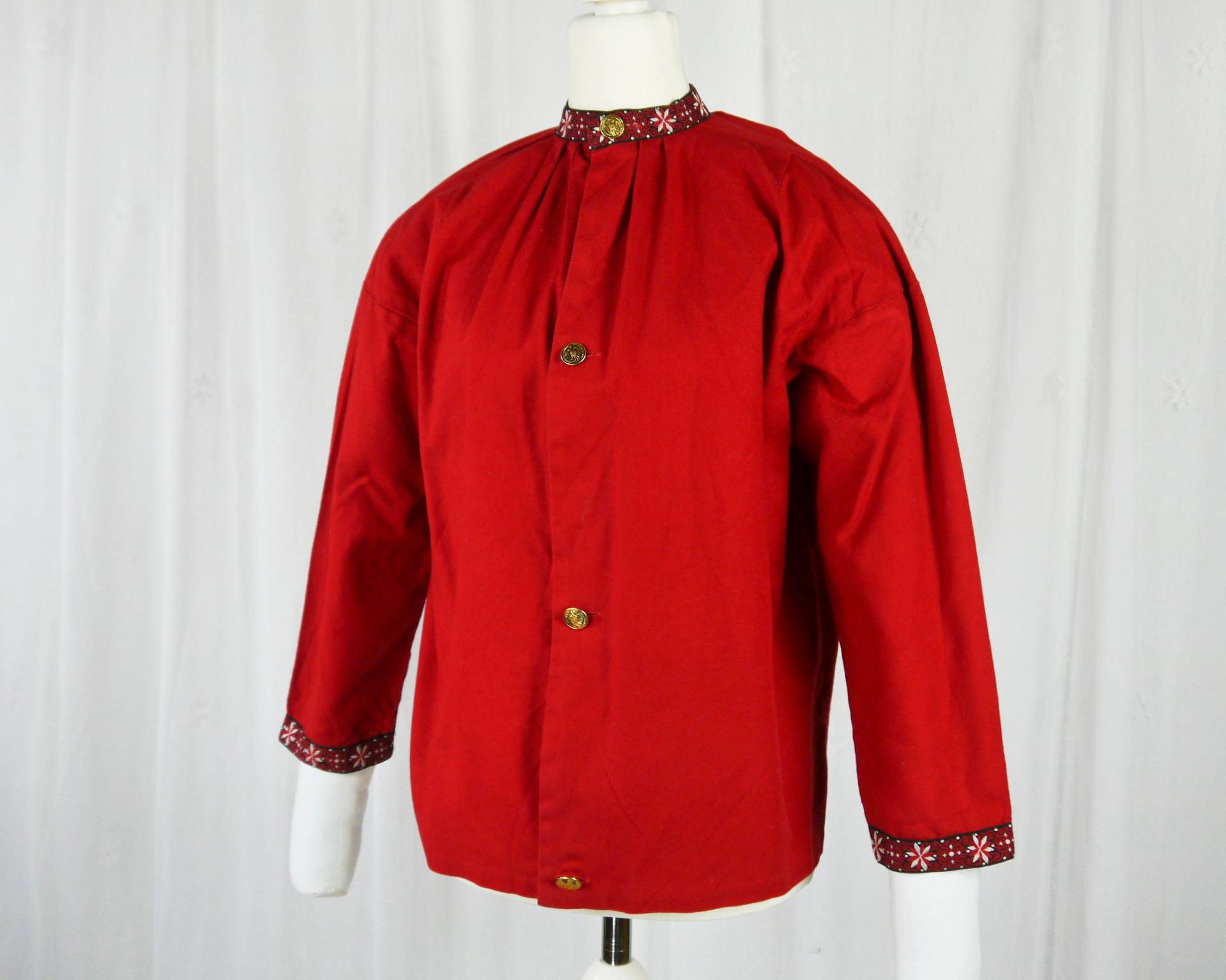 Vintage 70Er Roter Baumwoll-Cardigan Mit Borte M Vintage 70Er Roter Baumwoll-Cardigan Mit Borte M von KleiderKatzeVintage