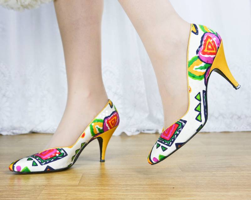 Vintage 80Er Bunte "stuart Weitzman" High Heels Eu 36.5 | Uk 3.5 von KleiderKatzeVintage
