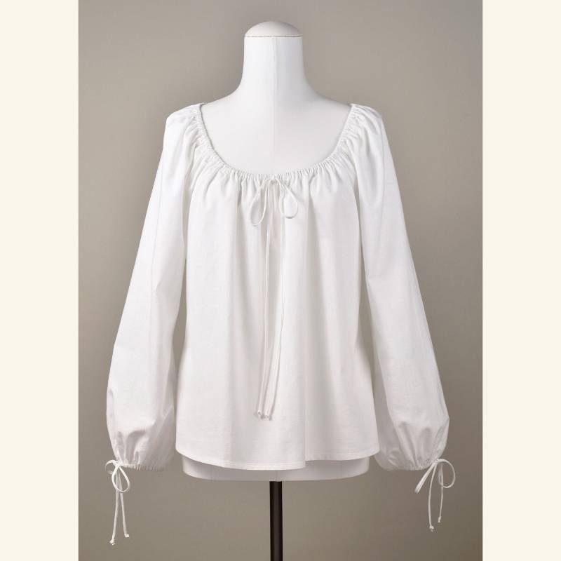 Weiße Bluse, Damenbluse "Farmer's Blouse", Ohne Kragen Weiße Bluse, Damenbluse "Farmer's Blouse", Ohne Kragen von KleiderLuxus