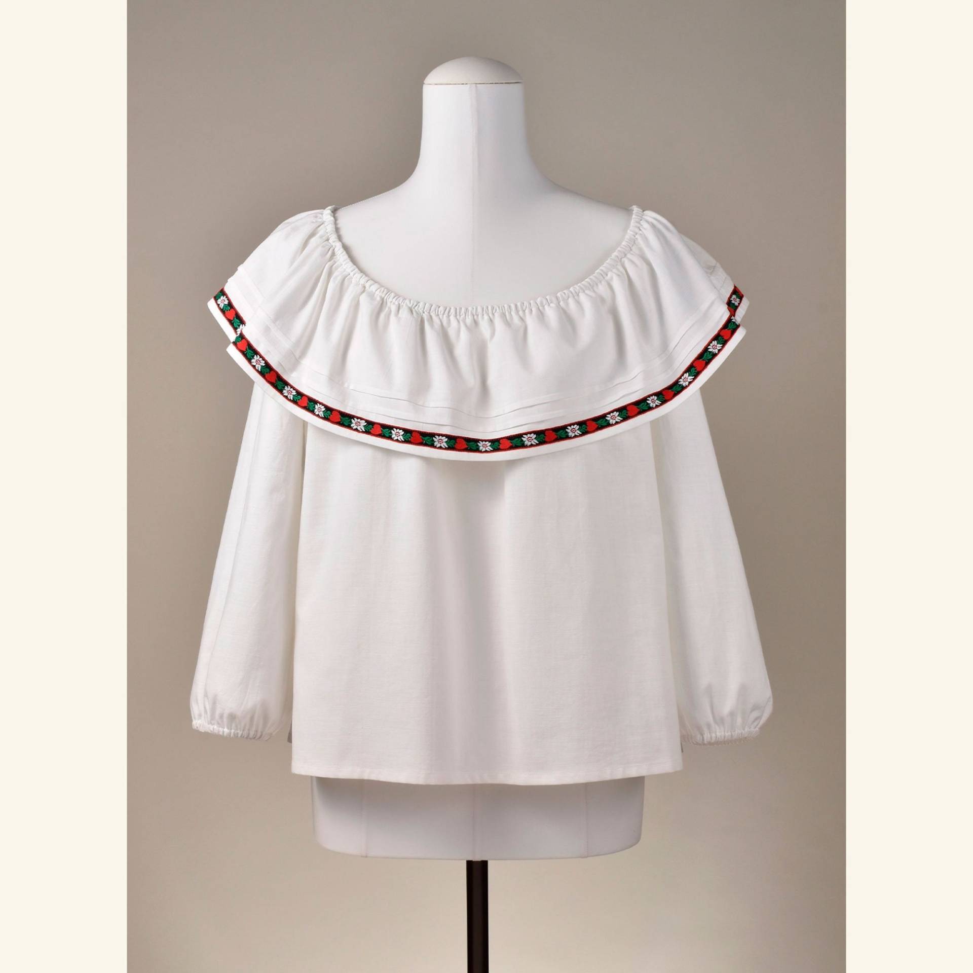 Weiße Bluse, Damenbluse "Tradition", Ohne Kragen von KleiderLuxus