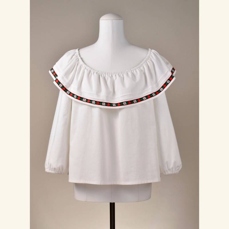 Weiße Bluse, Damenbluse "Tradition", Ohne Kragen von KleiderLuxus