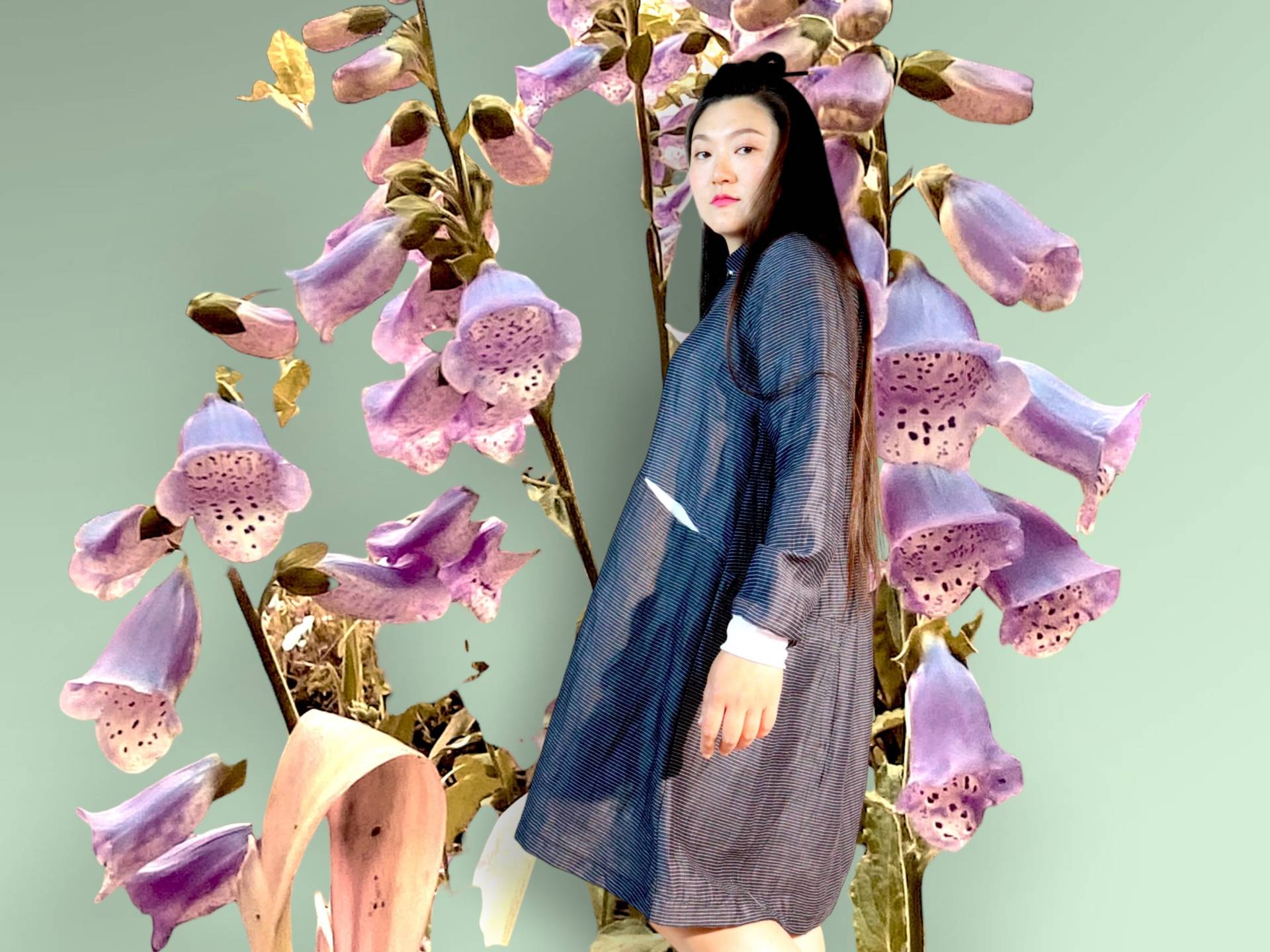 Blaues Hemdblusenkleid Mit Kleinen Streifen von Kleidergartenshop