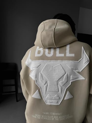 Kleidermafia Oversize Bull Hoodie - Bleached Sand-XL/Bleached Sand von Kleidermafia