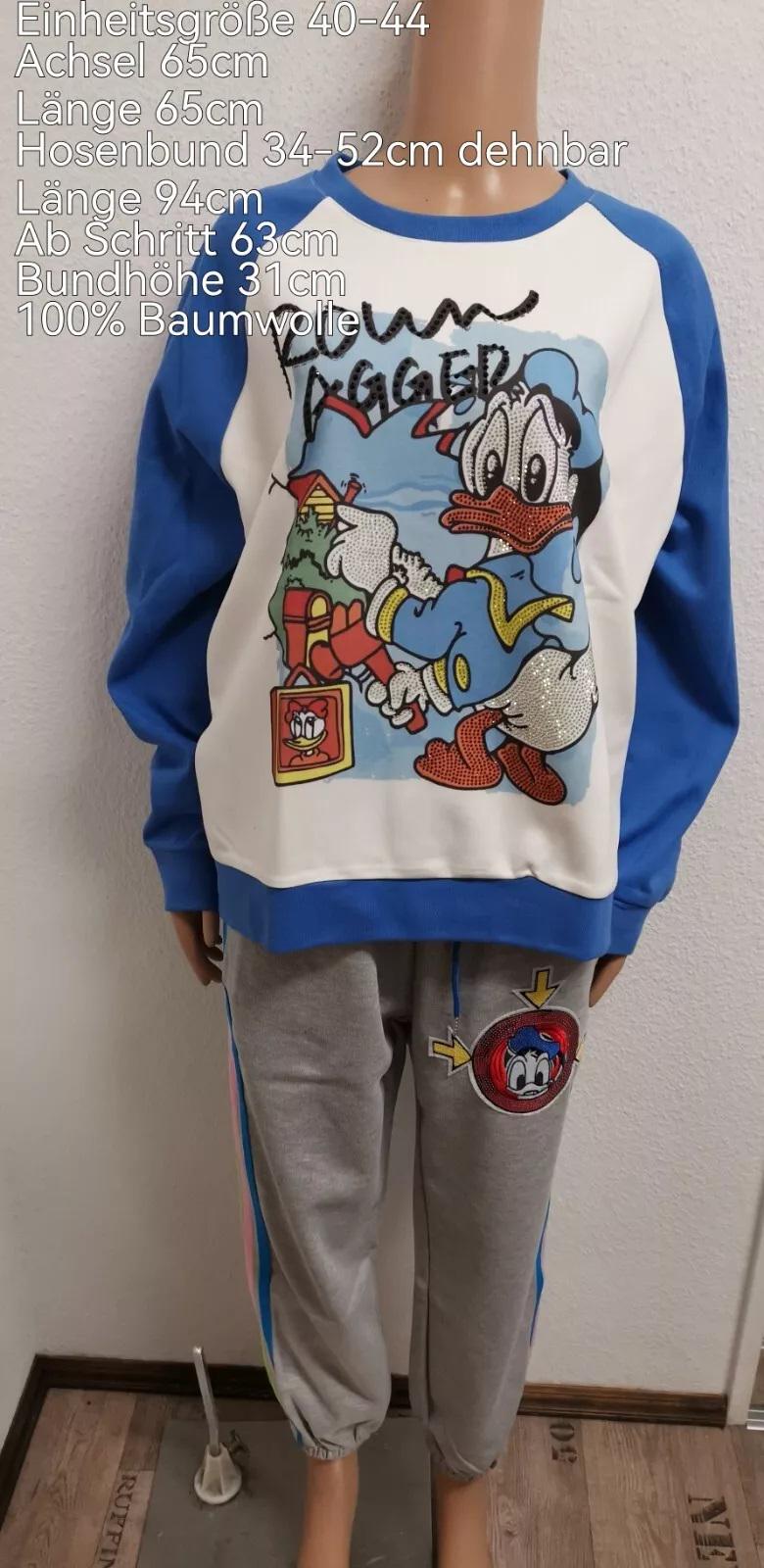 Donald Duck Glitzer Jogginganzug Größe 40-44 von ByKleiderstubeNixxs